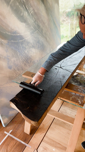 Cut relief preparation (with melt in the background)