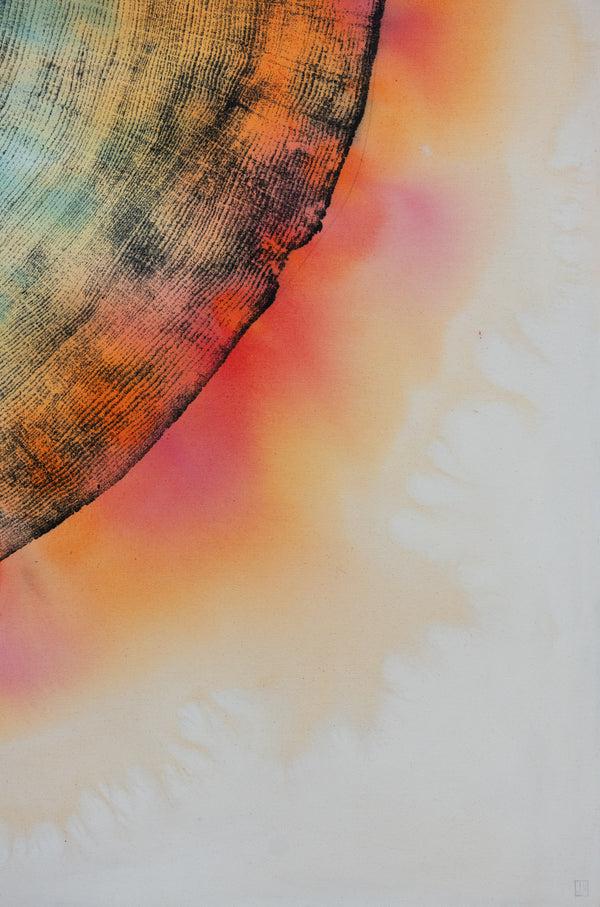 Close up of Flare by Jonathan Ford | Original artwork highlighting global warming and our impact on the rising temperatures of the planet. This large 2 meter print is a perfect centre piece for your home or office.