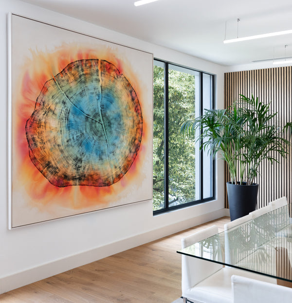 Flare by Jonathan Ford | Original artwork highlighting global warming and our impact on the rising temperatures of the planet. This large 2 meter print is a perfect centre piece for your home or office.