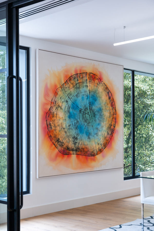 Flare by Jonathan Ford | Original artwork highlighting global warming and our impact on the rising temperatures of the planet. This large 2 meter print is a perfect centre piece for your home or office.