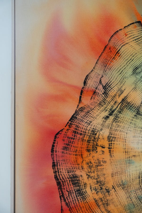 Close up of Flare by Jonathan Ford | Original artwork highlighting global warming and our impact on the rising temperatures of the planet. This large 2 meter print is a perfect centre piece for your home or office.